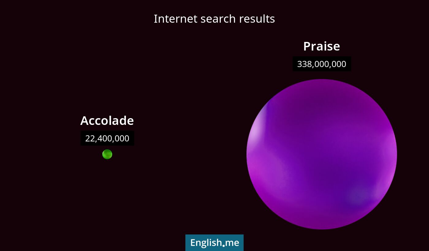 Internet search results for accolade) and praise