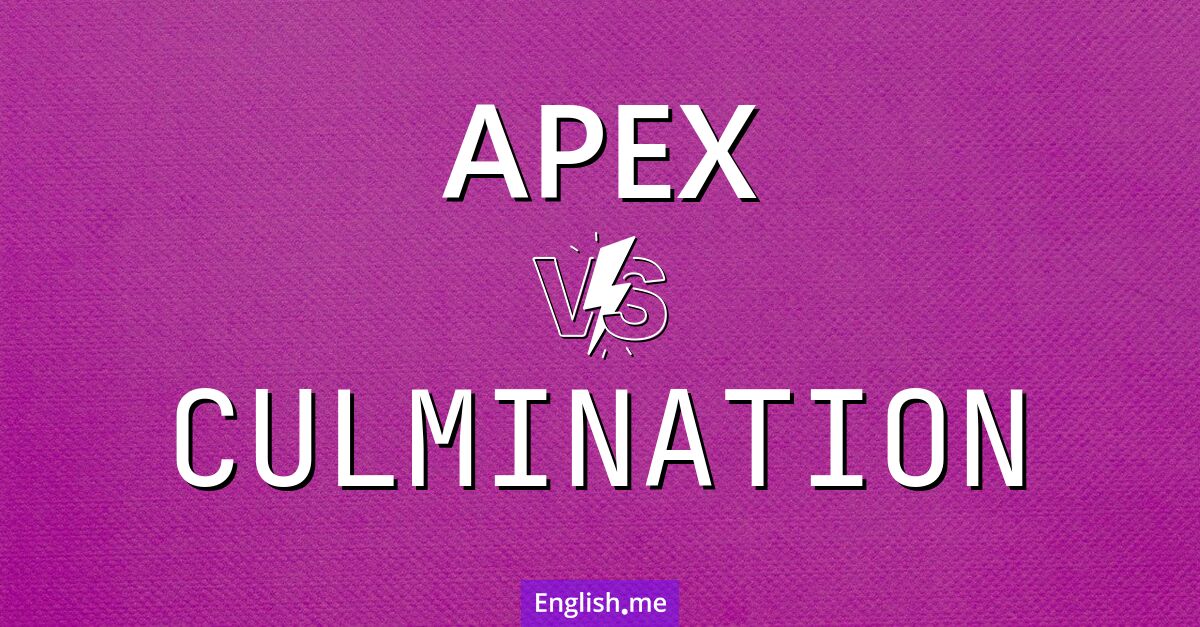 "Apex" (Gipfel) gegen "Culmination" (Höhepunkt) "Apex" (Gipfel) gegen "Culmination" (Höhepunkt)