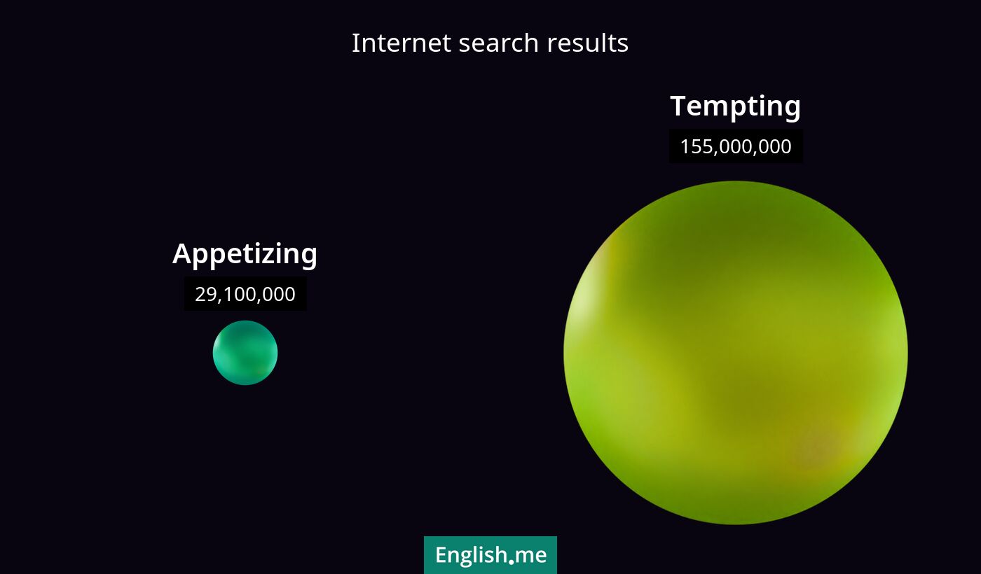 Internet search results for appetizing) and tempting