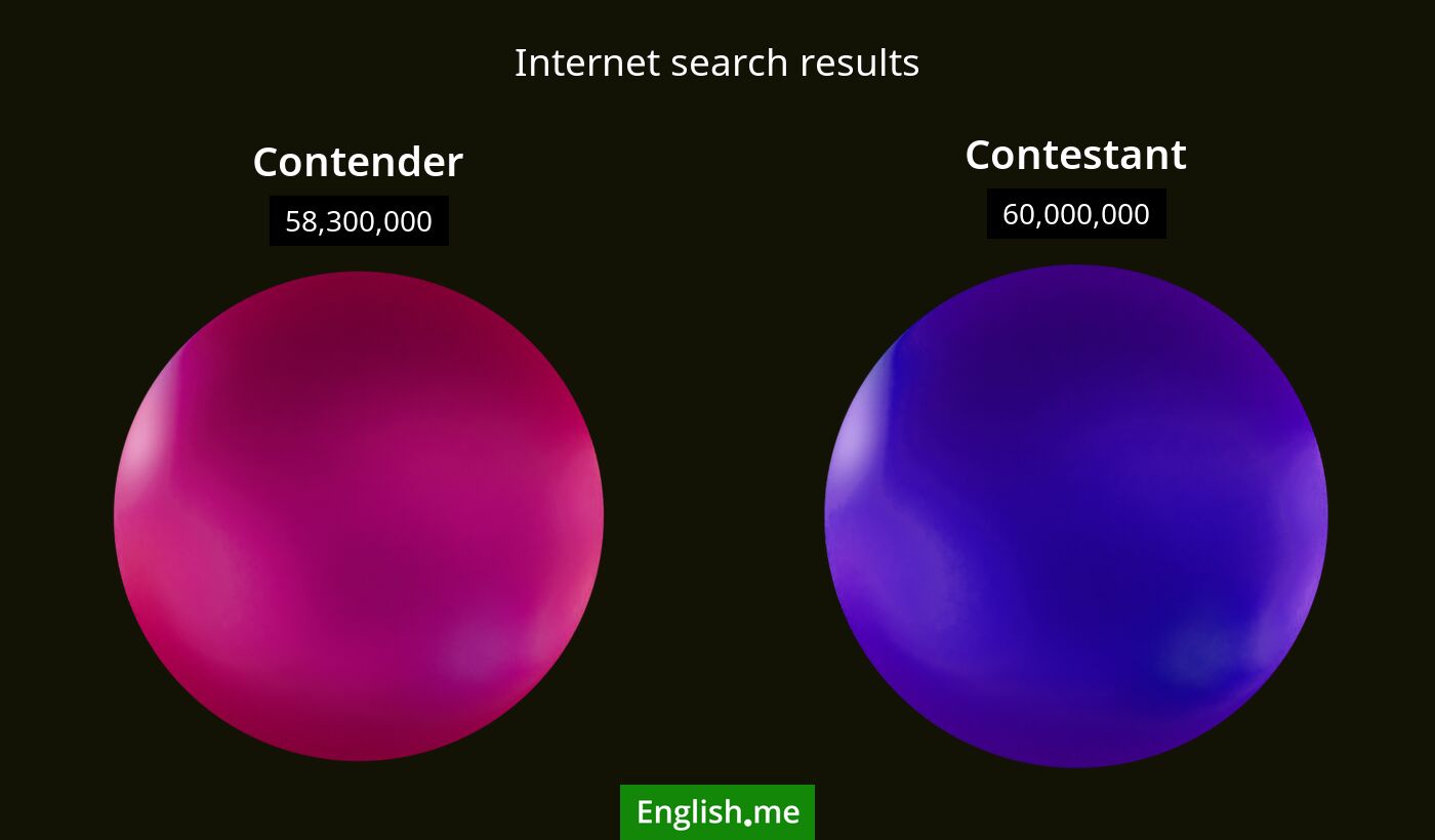 Internet search results for contender) and contestant