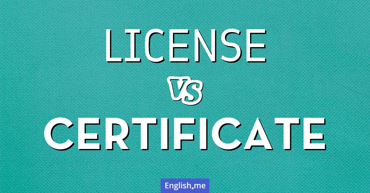 "License" (Lizenz) gegen "Certificate" (Zertifikat)