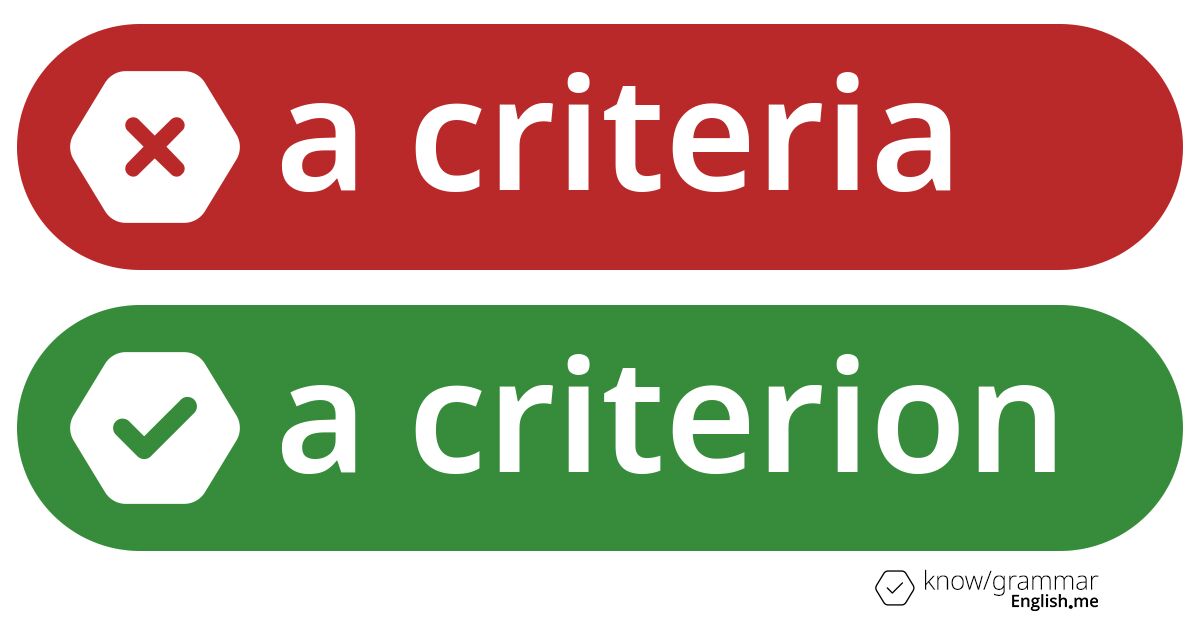 Warum ist "a criteria" im Englischen falsch?