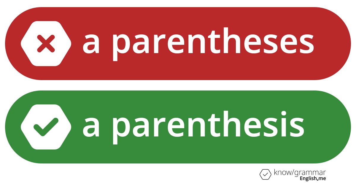 Warum ist "a parentheses" im Englischen falsch?