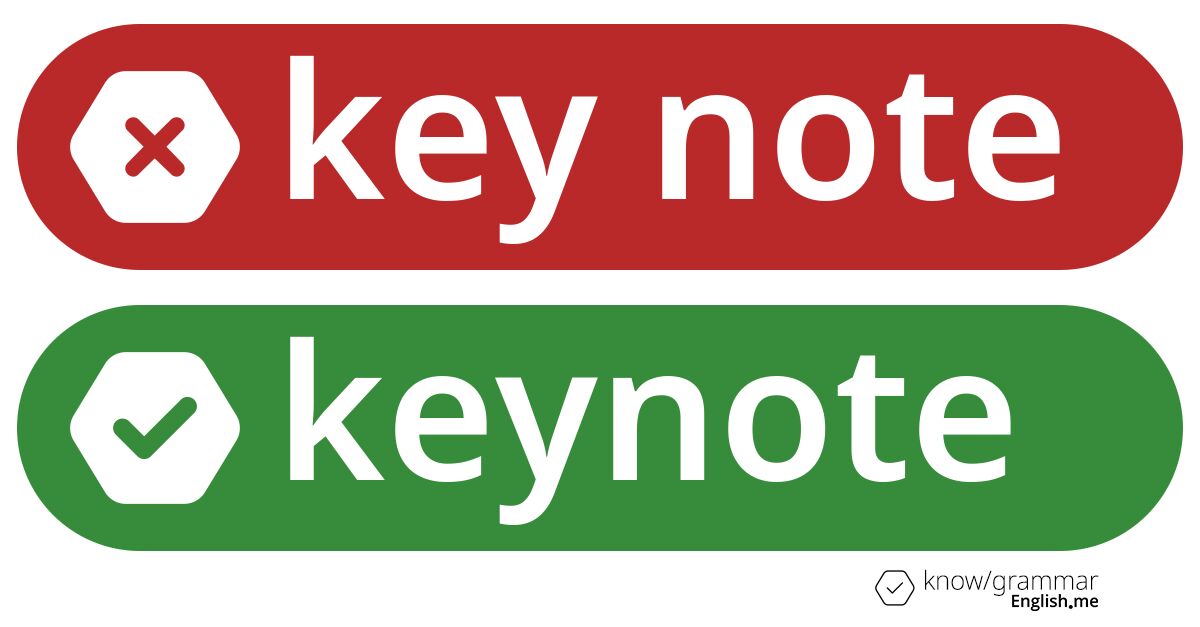Warum ist "key note" im Englischen falsch?
