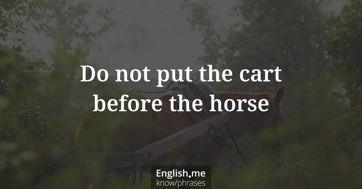 Erklärung &#8220;Do not put the cart before the horse&#8221;