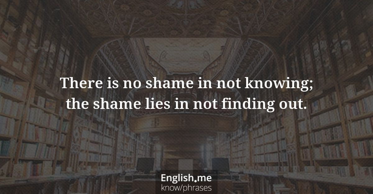 Erklärung “There is no shame in not knowing; the shame lies in not finding out.” Erklärung “There is no shame in not knowing; the shame lies in not finding out.”